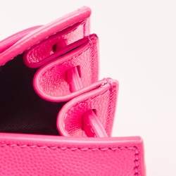 Pre Owned Saint Laurent Neon Pink Leather Nano Classic Sac De Jour Tote