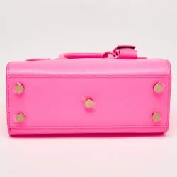 Pre Owned Saint Laurent Neon Pink Leather Nano Classic Sac De Jour Tote