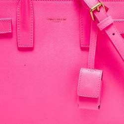 Pre Owned Saint Laurent Neon Pink Leather Nano Classic Sac De Jour Tote