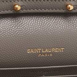 Saint Laurent Grey Matelassé Leather Envelope Chain Clutch