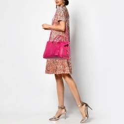 Saint Laurent Magenta Leather Small Ligne Y Cabas Chyc Tote