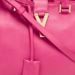 Saint Laurent Magenta Leather Small Ligne Y Cabas Chyc Tote