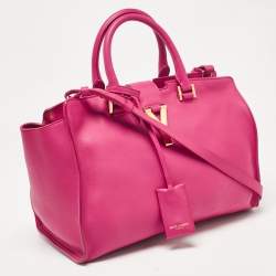 Saint Laurent Magenta Leather Small Ligne Y Cabas Chyc Tote