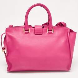 Saint Laurent Magenta Leather Small Ligne Y Cabas Chyc Tote