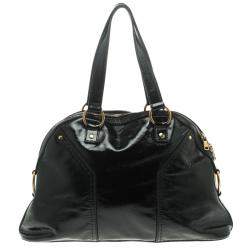 مملوكة مسبقًا حقيبة سان لوران باريس موس كبيرة جلد لامعة سوداء