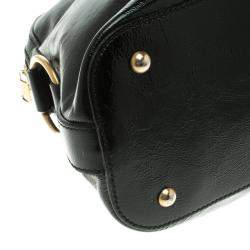 مملوكة مسبقًا حقيبة سان لوران باريس موس كبيرة جلد لامعة سوداء