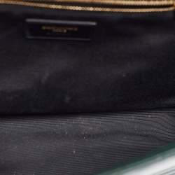 Pre Owned Saint Laurent Green Matelasse Leather Large Monogram Envelope Shoulder Bag