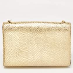 Saint Laurent Gold Snakeskin Embossed Leather Medium Kate Tassel Shoulder Bag