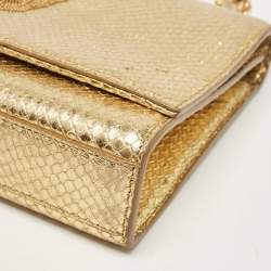 Saint Laurent Gold Snakeskin Embossed Leather Medium Kate Tassel Shoulder Bag