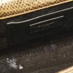 Saint Laurent Gold Snakeskin Embossed Leather Medium Kate Tassel Shoulder Bag