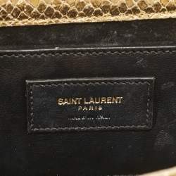 Saint Laurent Gold Snakeskin Embossed Leather Medium Kate Tassel Shoulder Bag