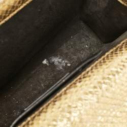 Saint Laurent Gold Snakeskin Embossed Leather Medium Kate Tassel Shoulder Bag