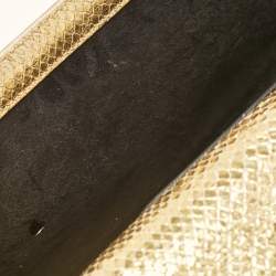 Saint Laurent Gold Snakeskin Embossed Leather Medium Kate Tassel Shoulder Bag
