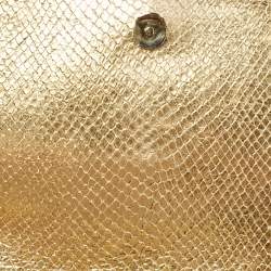 Saint Laurent Gold Snakeskin Embossed Leather Medium Kate Tassel Shoulder Bag