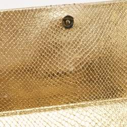 Saint Laurent Gold Snakeskin Embossed Leather Medium Kate Tassel Shoulder Bag