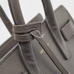 Saint Laurent Grey Leather Nano Classic Sac De Jour Tote