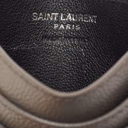 Saint Laurent Grey Matelasse Leather Monogram Card Holder