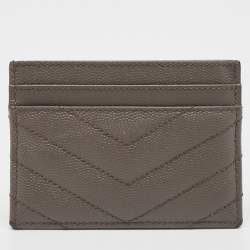 Saint Laurent Grey Matelasse Leather Monogram Card Holder