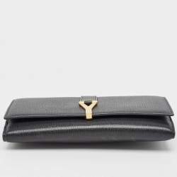 Saint Laurent Black Leather Y Line Flap Continental Wallet