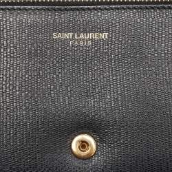 Saint Laurent Black Leather Y Line Flap Continental Wallet