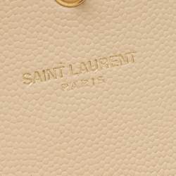 Saint Laurent Beige Matelassé Leather Monogram Flap Wallet