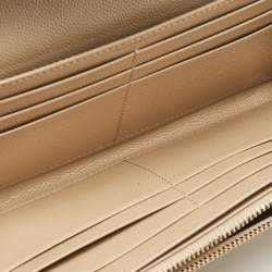 Saint Laurent Beige Matelassé Leather Monogram Flap Wallet