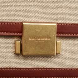 Saint Laurent Brown/Beige Canvas Bellechasse Shoulder Bag