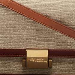 Saint Laurent Brown/Beige Canvas Bellechasse Shoulder Bag