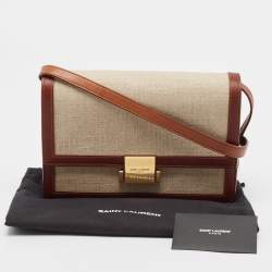 Saint Laurent Brown/Beige Canvas Bellechasse Shoulder Bag
