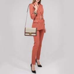 Saint Laurent Brown/Beige Canvas Bellechasse Shoulder Bag