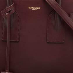 Saint Laurent Burgundy Leather Small Classic Sac De Jour Tote