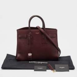 Saint Laurent Burgundy Leather Small Classic Sac De Jour Tote