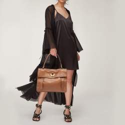 Saint Laurent Brown Canvas and Leather Muse Two Bag