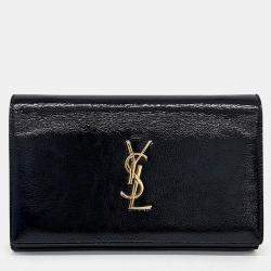 Saint Laurent Patent Monogram Chain Clutch Bag