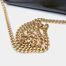 Saint Laurent Patent Monogram Chain Clutch Bag