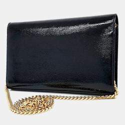 Saint Laurent Patent Monogram Chain Clutch Bag