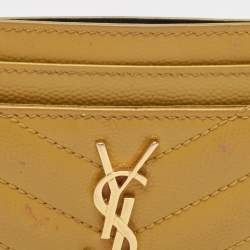 Saint Laurent Yellow Matelassé Leather Cassandre Card Holder