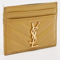 Saint Laurent Yellow Matelassé Leather Cassandre Card Holder