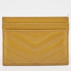 Saint Laurent Yellow Matelassé Leather Cassandre Card Holder