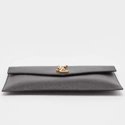 Pre Owned Saint Laurent Black Leather Uptown Pouch Clutch