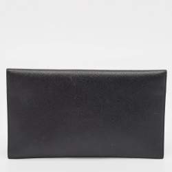 Pre Owned Saint Laurent Black Leather Uptown Pouch Clutch