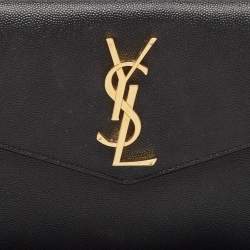 Pre Owned Saint Laurent Black Leather Uptown Pouch Clutch