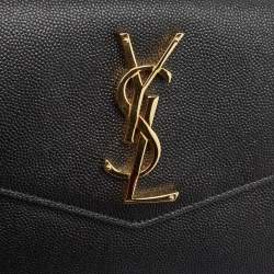 Pre Owned Saint Laurent Black Leather Uptown Pouch Clutch