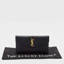 Pre Owned Saint Laurent Black Leather Uptown Pouch Clutch