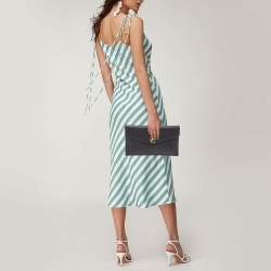 Pre Owned Saint Laurent Black Leather Uptown Pouch Clutch