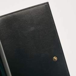 Pre Owned Saint Laurent Black Patent Leather Cassandre Flap Wristlet Clutch