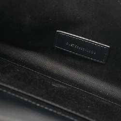 Pre Owned Saint Laurent Black Patent Leather Cassandre Flap Wristlet Clutch