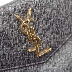 Pre Owned Saint Laurent Black Leather Uptown Pouch