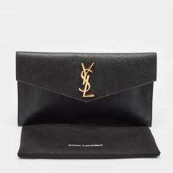 Pre Owned Saint Laurent Black Leather Uptown Pouch