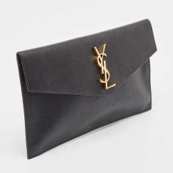 Pre Owned Saint Laurent Black Leather Uptown Pouch